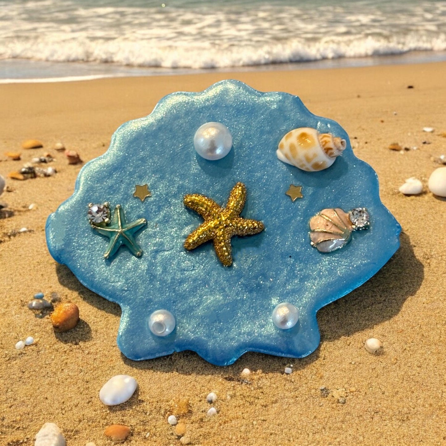 Scented Diamond Art Painting Ocean Scented Seashell Putty – Long-Lasting Craft Adhesive with Sparkle, Alternative Wax & Free Charms Bonus