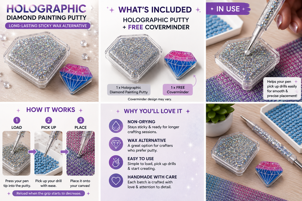 Holographic Diamond Painting Putty – Long-Lasting Wax Alternative + Free Coverminder